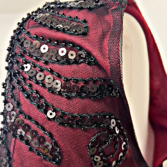 Unbranded Vintage 1920s Flapper Midi Dress Sequin A-Line Sheer Party Costume Red - Picture 11 of 12